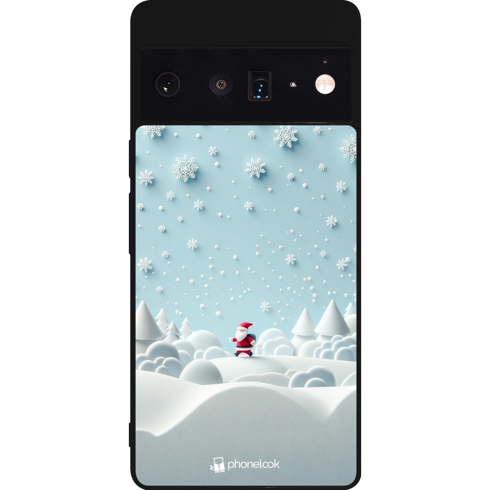 Coque Google Pixel 6 Pro - Silicone rigide noir Noël 2023 Petit Père Flocon