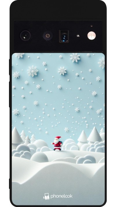 Coque Google Pixel 6 Pro - Silicone rigide noir Noël 2023 Petit Père Flocon
