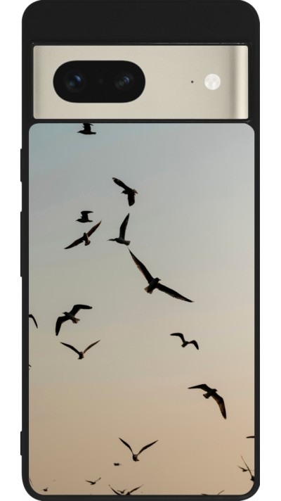 Coque Google Pixel 7 - Silicone rigide noir Autumn 22 flying birds shadow