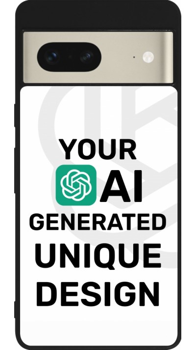 Coque Google Pixel 7 - Silicone rigide noir 100% unique générée par intelligence artificielle (AI) avec vos idées