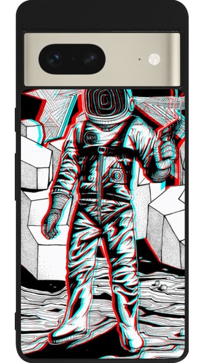 Coque Google Pixel 7 - Silicone rigide noir Anaglyph Astronaut