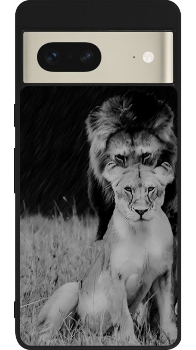 Coque Google Pixel 7 - Silicone rigide noir Angry lions