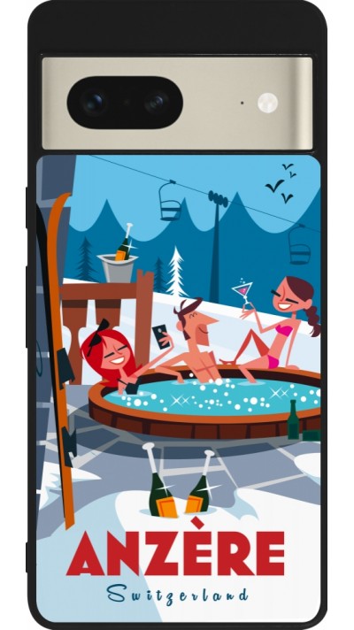 Coque Google Pixel 7 - Silicone rigide noir Anzère Mountain Jacuzzi