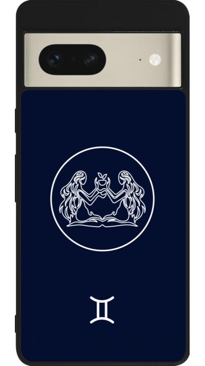 Coque Google Pixel 7 - Silicone rigide noir Astrologie Gémeaux