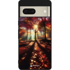 Coque Google Pixel 7 - Silicone rigide noir Automne doré glare