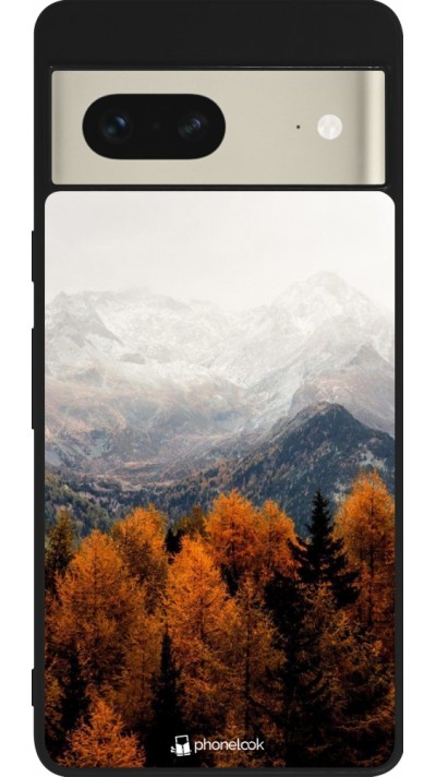 Coque Google Pixel 7 - Silicone rigide noir Autumn 21 Forest Mountain