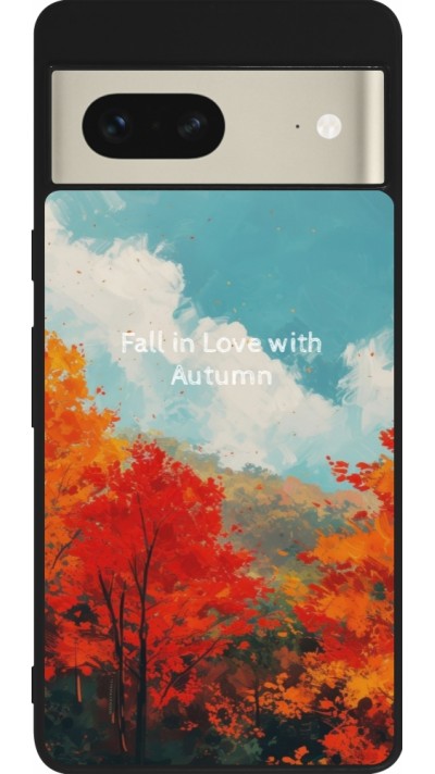 Coque Google Pixel 7 - Silicone rigide noir Autumn 25 Fall in love