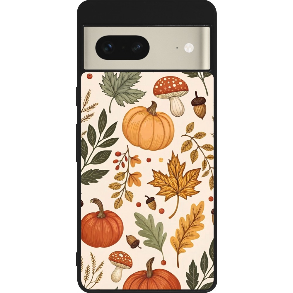Coque Google Pixel 7 - Silicone rigide noir Autumn 25 Autumn pattern