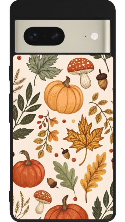 Coque Google Pixel 7 - Silicone rigide noir Autumn 25 Autumn pattern