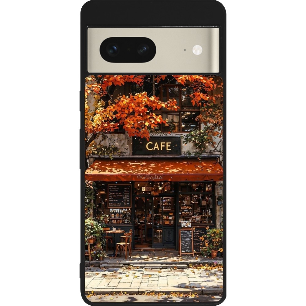 Coque Google Pixel 7 - Silicone rigide noir Autumn 25 Coffee shop