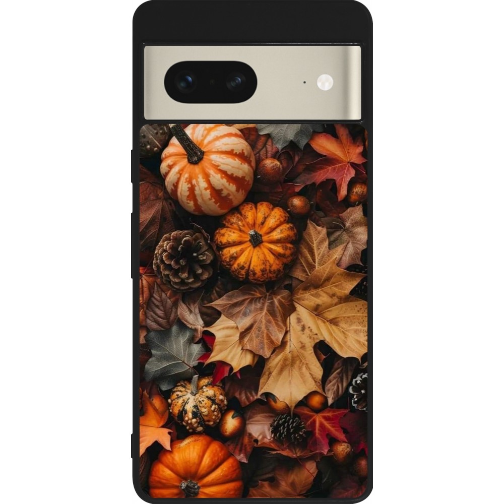 Coque Google Pixel 7 - Silicone rigide noir Autumn 25 Pumpkin