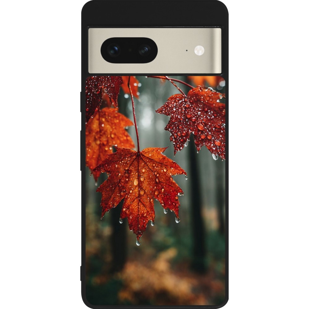 Coque Google Pixel 7 - Silicone rigide noir Autumn 25 Rain