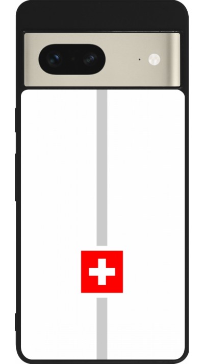 Coque Google Pixel 7 - Silicone rigide noir Canton CH blanc