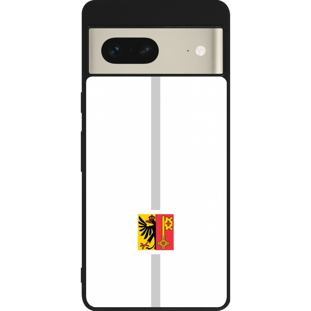 Coque Google Pixel 7 - Silicone rigide noir Canton GE blanc