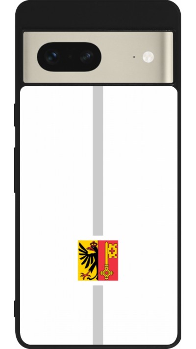Coque Google Pixel 7 - Silicone rigide noir Canton GE blanc