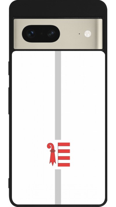Coque Google Pixel 7 - Silicone rigide noir Canton JU blanc