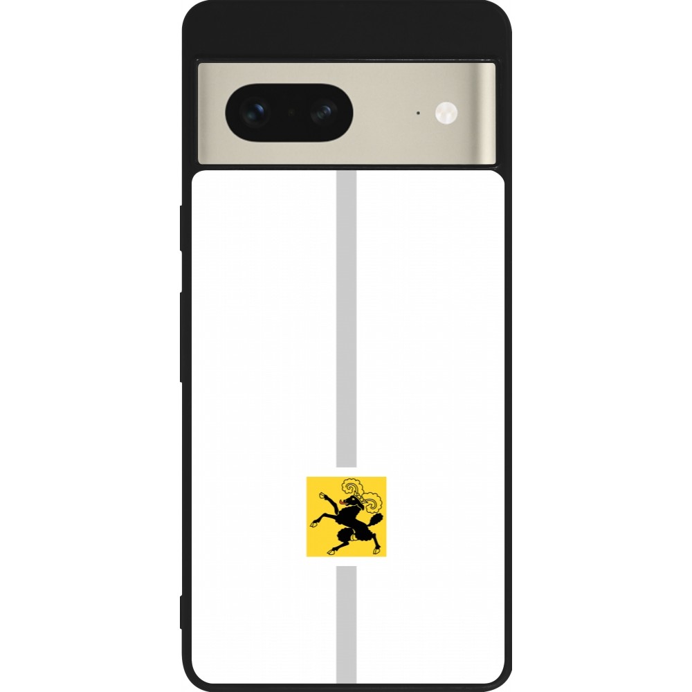 Coque Google Pixel 7 - Silicone rigide noir Canton SH blanc