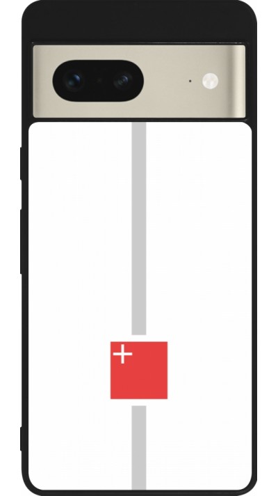 Coque Google Pixel 7 - Silicone rigide noir Canton SZ blanc