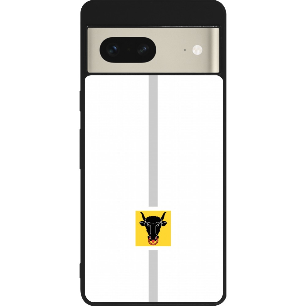Coque Google Pixel 7 - Silicone rigide noir Canton UR blanc