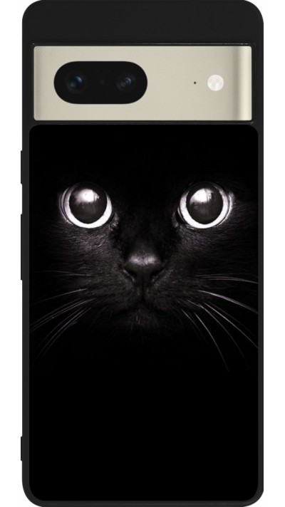 Coque Google Pixel 7 - Silicone rigide noir Cat eyes