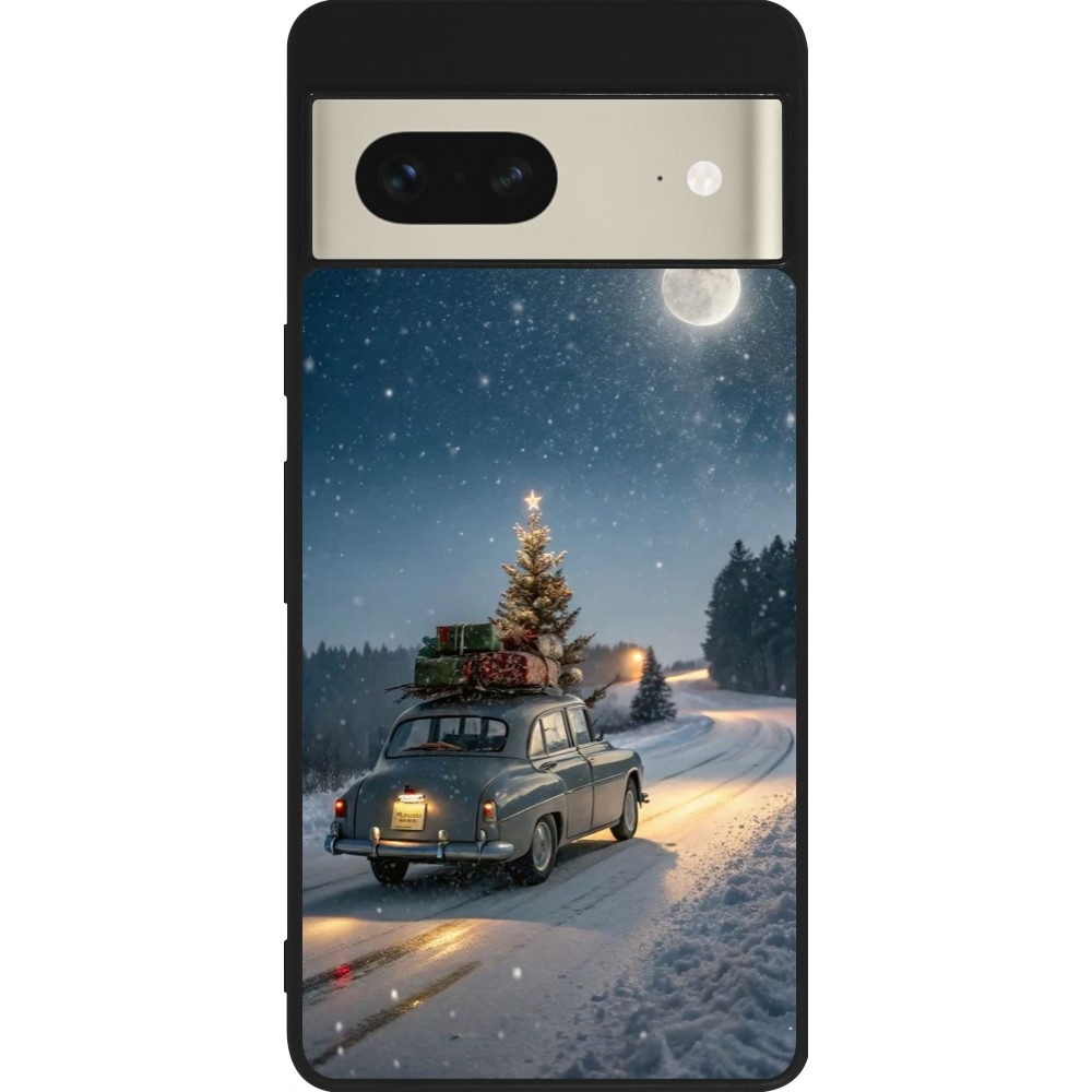 Coque Google Pixel 7 - Silicone rigide noir Christmas 25 Car with Tree Xmas