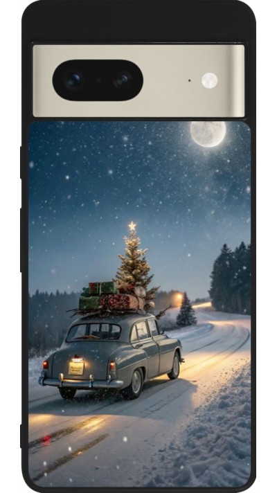 Coque Google Pixel 7 - Silicone rigide noir Christmas 25 Car with Tree Xmas