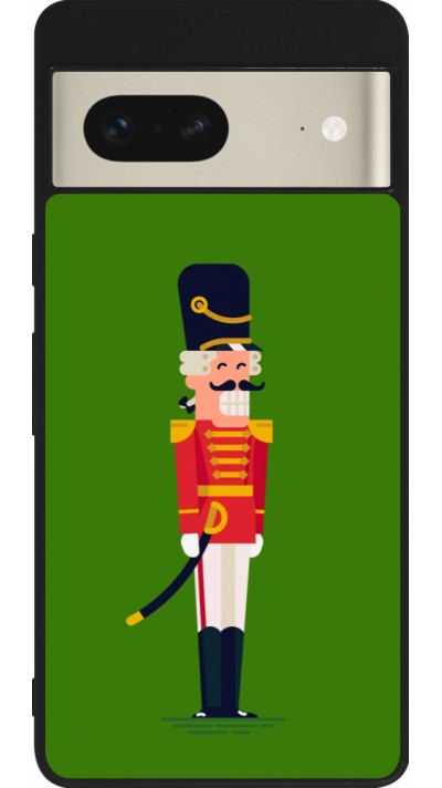 Coque Google Pixel 7 - Silicone rigide noir Christmas 25 Nutcracker Green