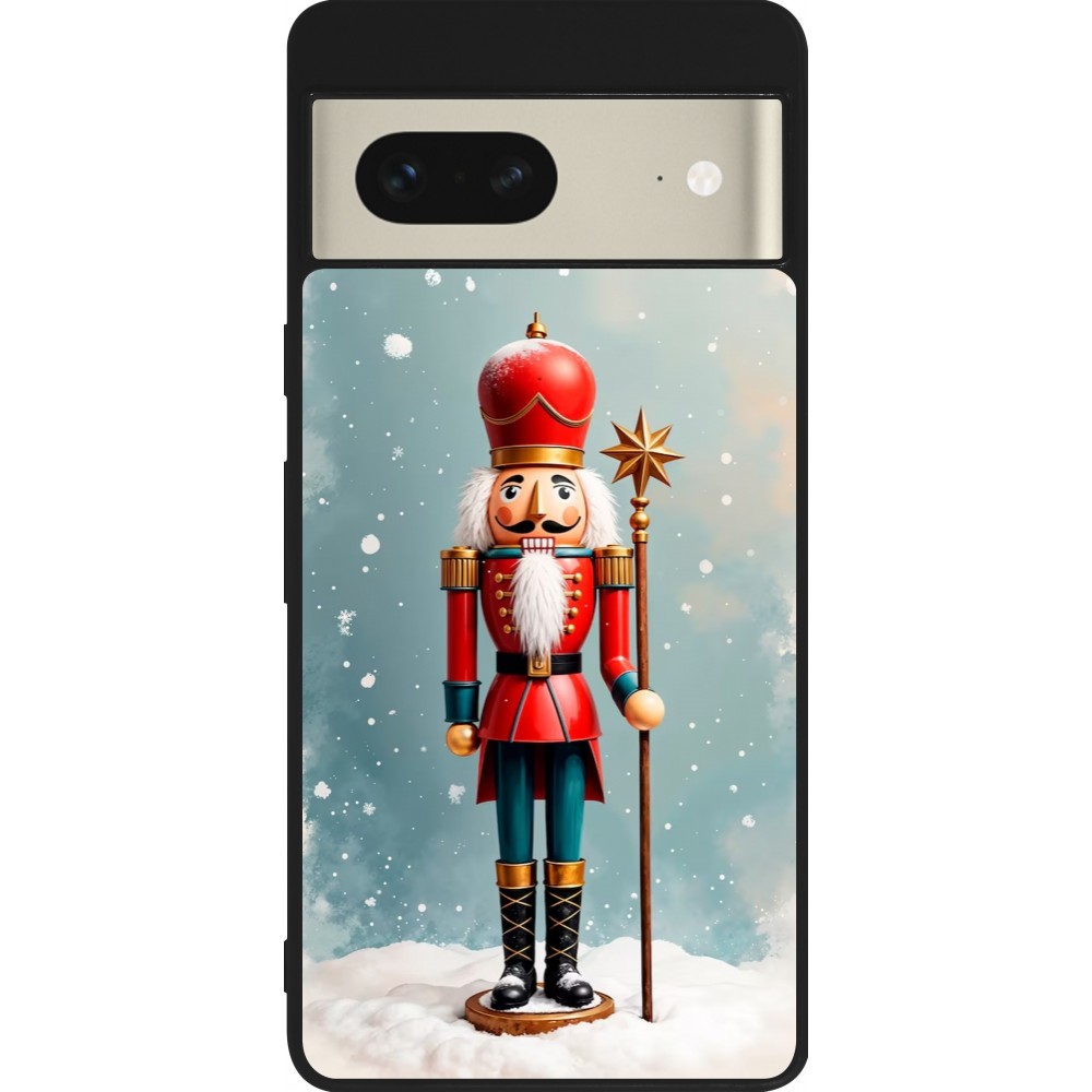 Coque Google Pixel 7 - Silicone rigide noir Christmas 25 Nutcracker Snow