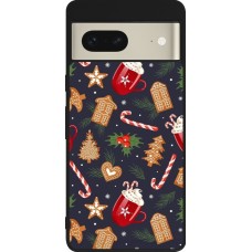 Coque Google Pixel 7 - Silicone rigide noir Christmas 25 Pattern Gingerbread House