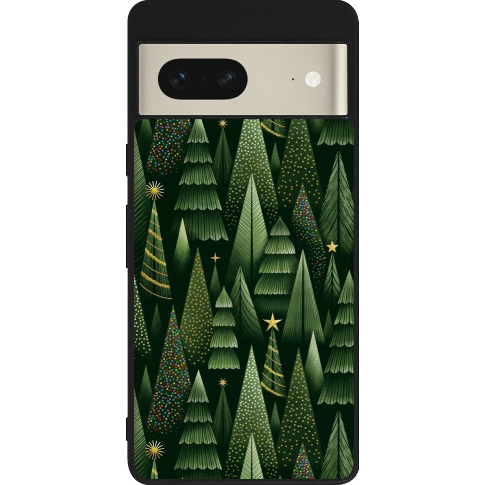 Coque Google Pixel 7 - Silicone rigide noir Christmas 25 Pattern Xmas Tree