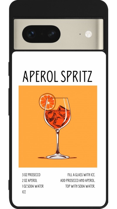 Coque Google Pixel 7 - Silicone rigide noir Cocktail recette Aperol Spritz