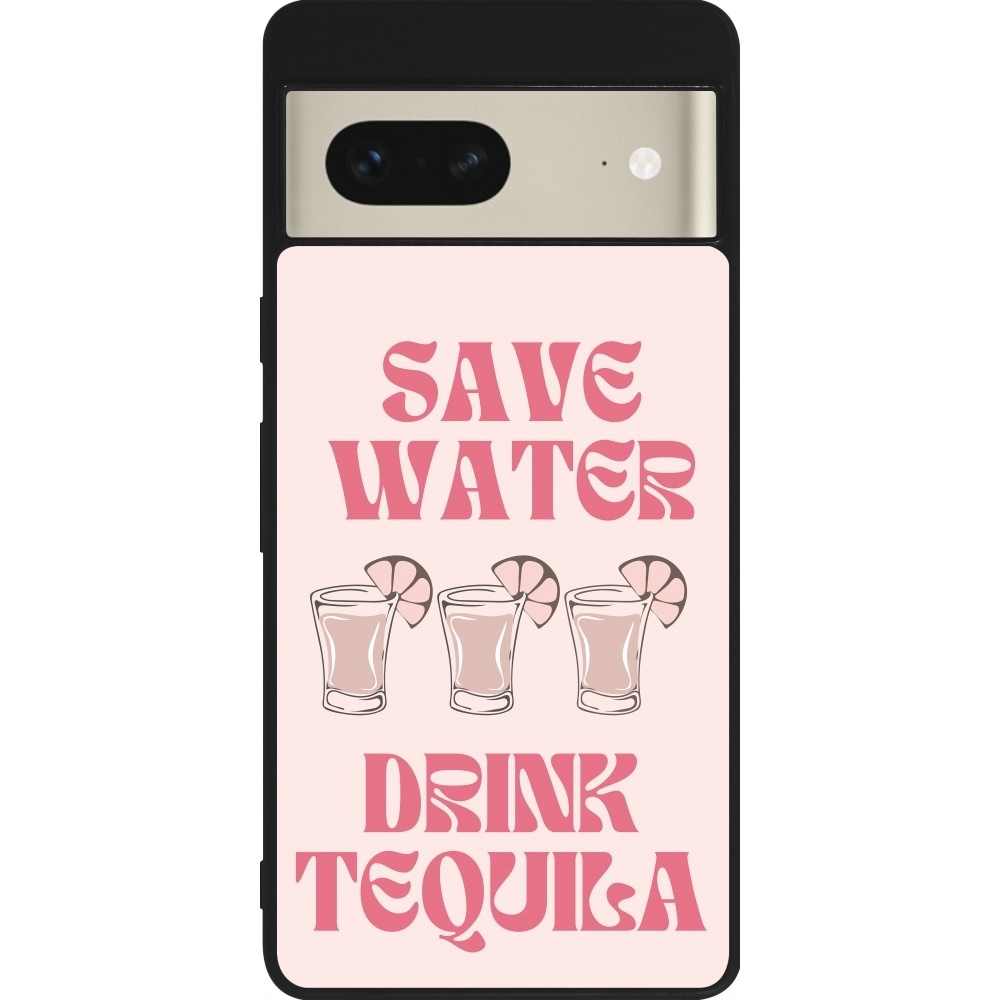 Coque Google Pixel 7 - Silicone rigide noir Cocktail Save Water Drink Tequila