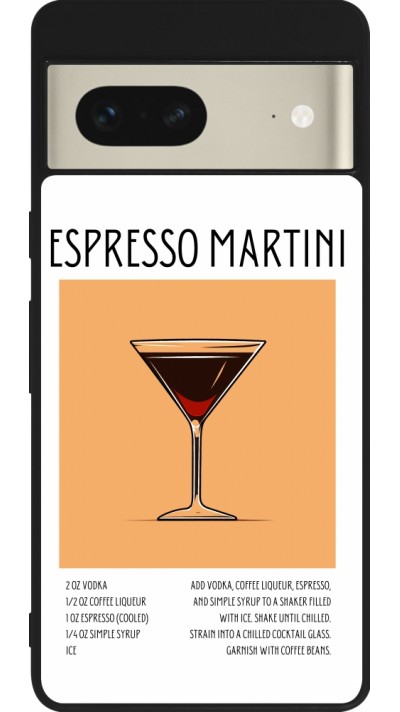 Coque Google Pixel 7 - Silicone rigide noir Cocktail recette Espresso Martini