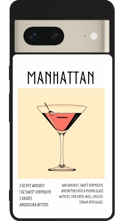 Coque Google Pixel 7 - Silicone rigide noir Cocktail recette Manhattan