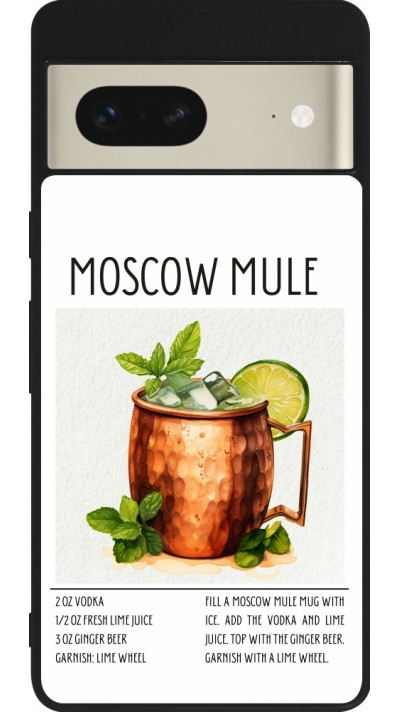 Coque Google Pixel 7 - Silicone rigide noir Cocktail recette Moscow Mule