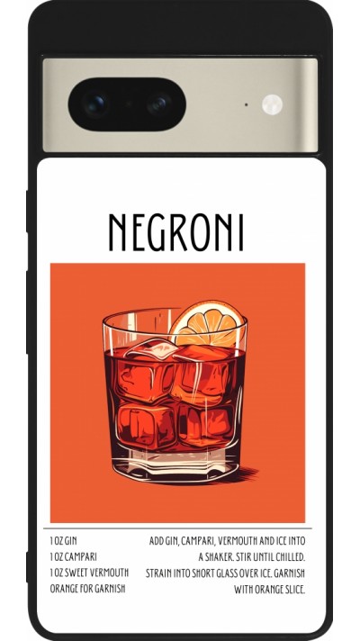 Coque Google Pixel 7 - Silicone rigide noir Cocktail recette Negroni