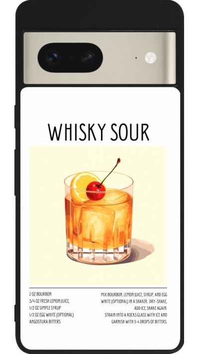 Coque Google Pixel 7 - Silicone rigide noir Cocktail recette Whisky Sour