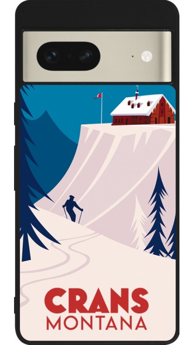 Coque Google Pixel 7 - Silicone rigide noir Crans-Montana Cabane