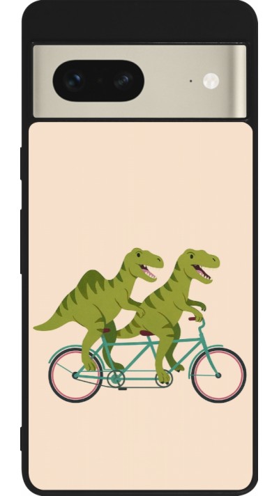 Coque Google Pixel 7 - Silicone rigide noir Dinosaurs on bikes 2026