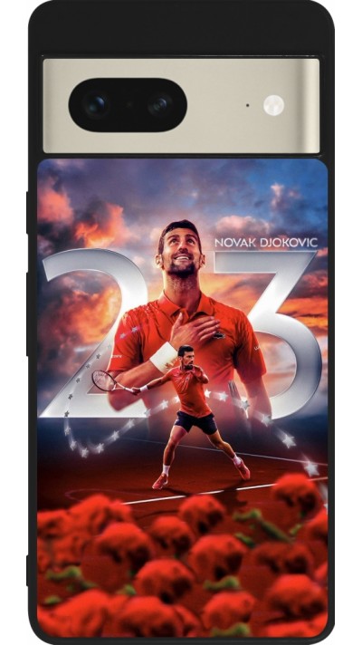 Coque Google Pixel 7 - Silicone rigide noir Djokovic 23 Grand Slam