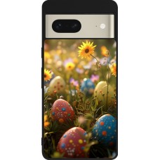 Coque Google Pixel 7 - Silicone rigide noir Easter 2026 Decorated eggs