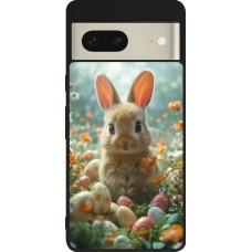 Coque Google Pixel 7 - Silicone rigide noir Easter 2026 Rabbit in the garden