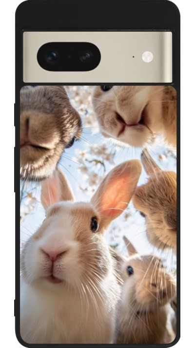 Coque Google Pixel 7 - Silicone rigide noir Easter 2026 Rabbits