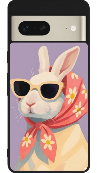Coque Google Pixel 7 - Silicone rigide noir Easter 2026 Rabbit with scarf