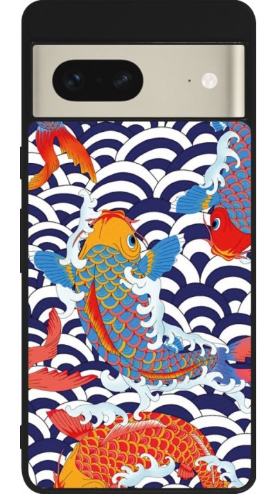 Coque Google Pixel 7 - Silicone rigide noir Easter 2023 japanese fish