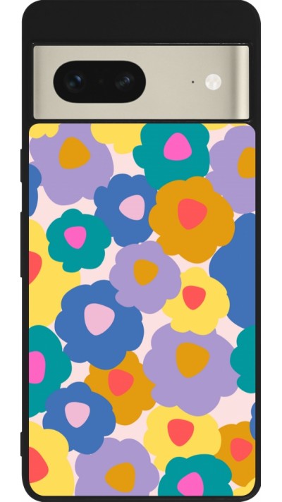 Coque Google Pixel 7 - Silicone rigide noir Easter 2024 flower power