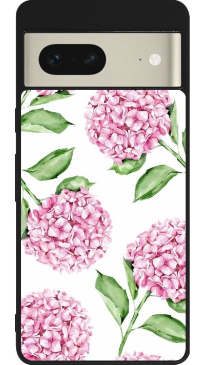Google Pixel 7 Case Hülle - Silikon schwarz Easter 2024 pink flowers