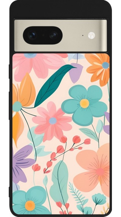 Google Pixel 7 Case Hülle - Silikon schwarz Easter 2024 spring flowers