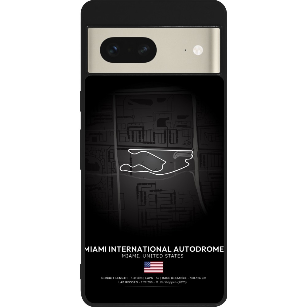 Coque Google Pixel 7 - Silicone rigide noir F1 Track 2025 Miami