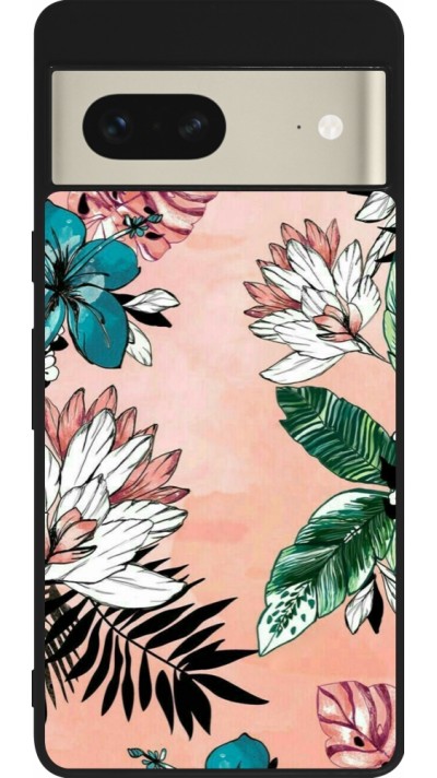 Coque Google Pixel 7 - Silicone rigide noir Flowers Artprint